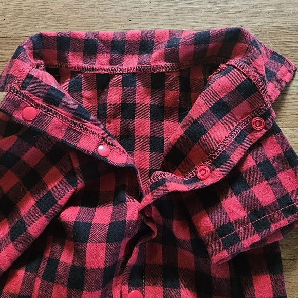 Pet Costume Red Plaid Shirt with Khaki Overalls One Piece Medium Breed Size NWOT - Picture 6 of 11